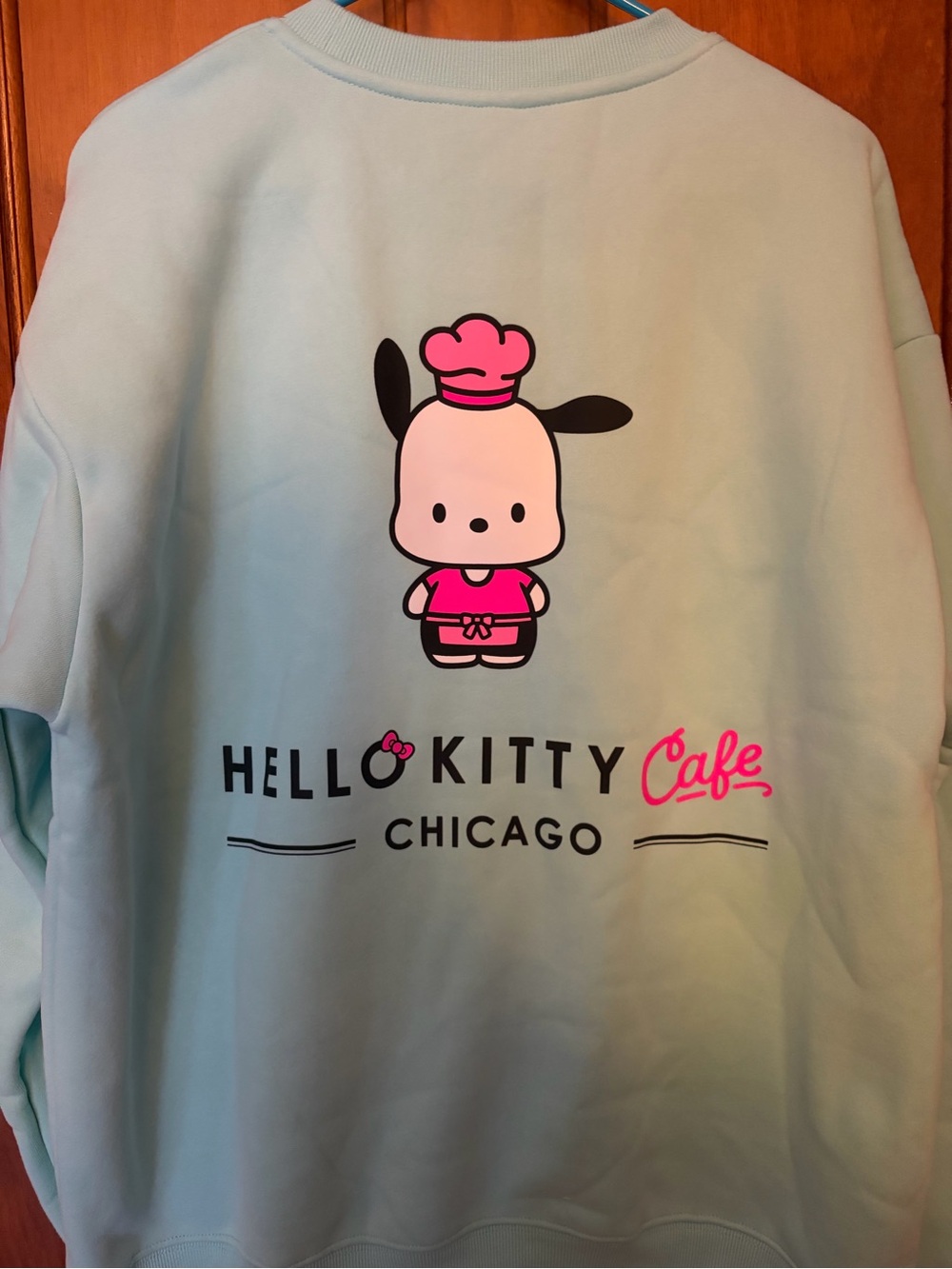 Pochacco Hello Kitty Light Blue Sweatshirt with Pink Graphic - Chicago Cafe